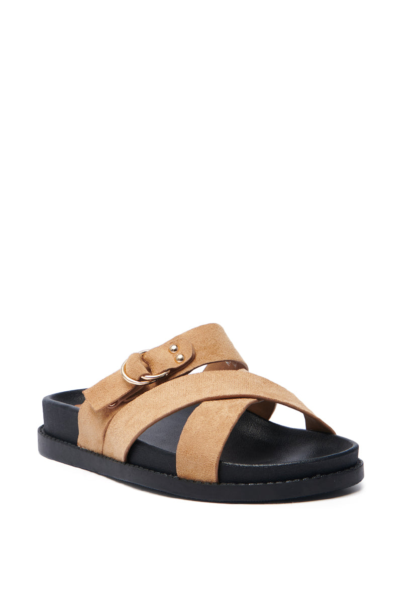 AZALEA WANG NESSAROSE TAN FAUX SUEDE SANDAL