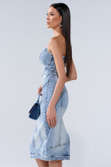BROOKLYN BADDIE DENIM MIDI DRESS
