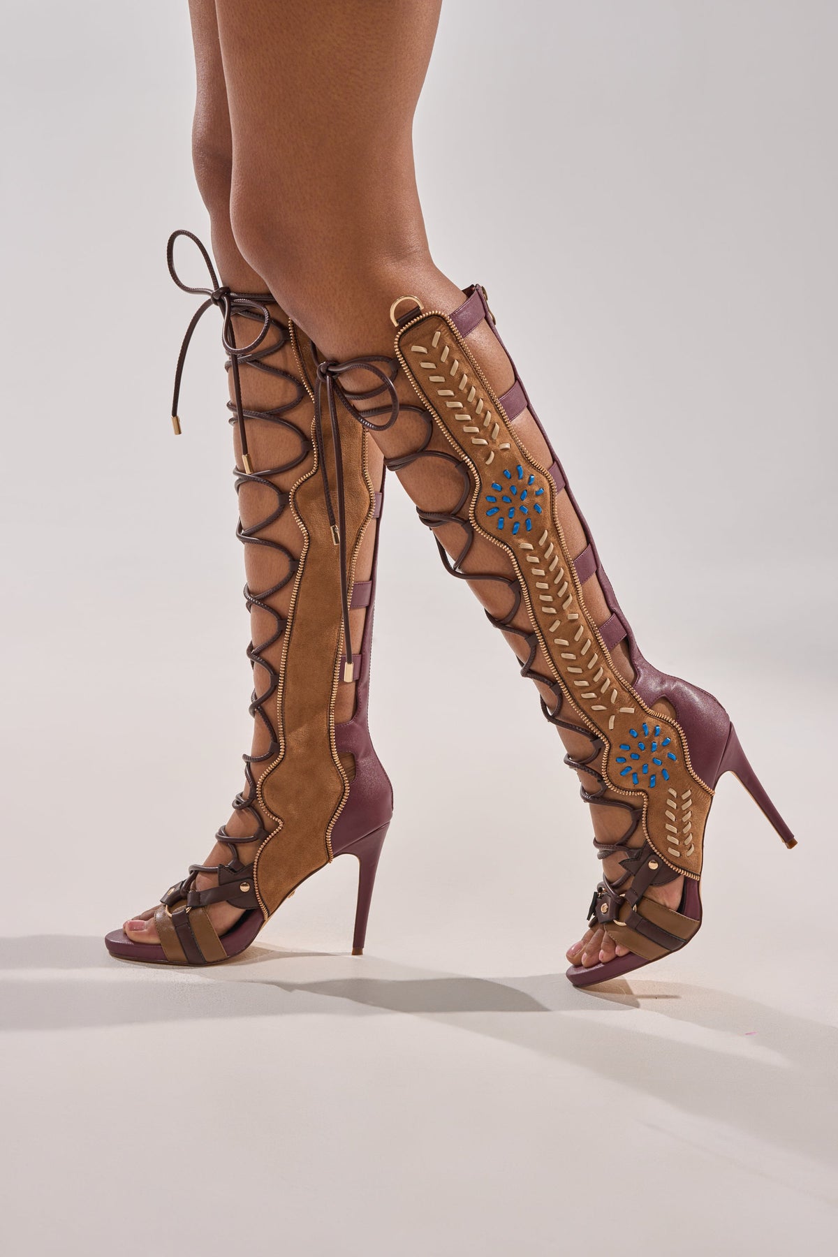 AZALEA WANG SHAI PLUM MULTI GLADIATOR SANDAL