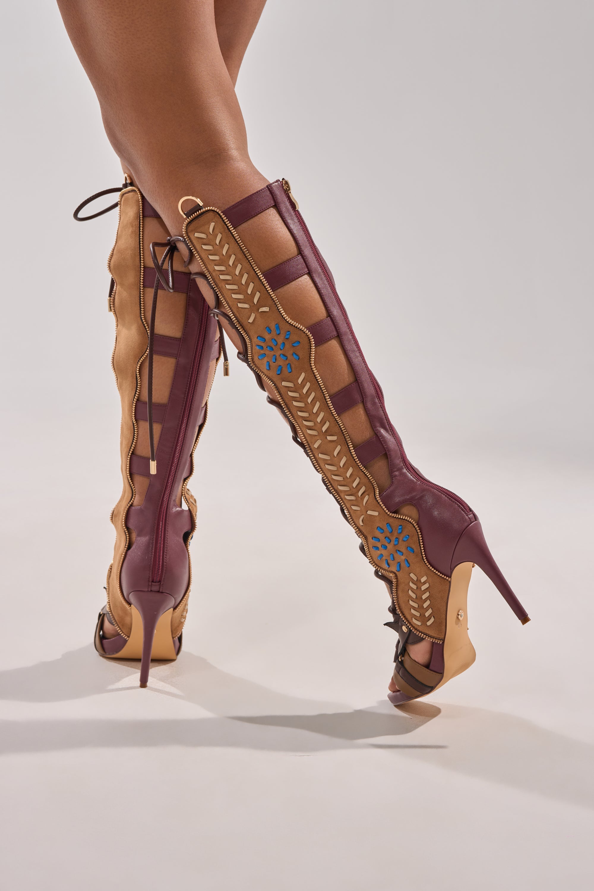 AZALEA WANG SHAI PLUM MULTI GLADIATOR SANDAL