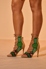 AZALEA WANG SHAINIA GREEN MULTI STILETTO SANDAL