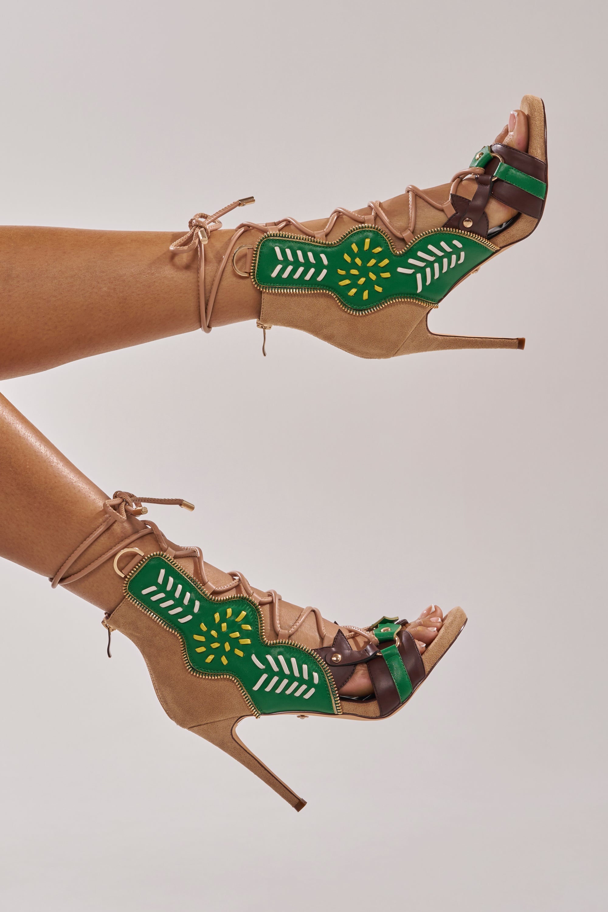 AZALEA WANG SHAINIA GREEN MULTI STILETTO SANDAL