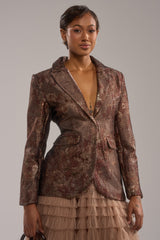 CELESTE EMBELLISHED BROCADE BLAZER