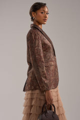 CELESTE EMBELLISHED BROCADE BLAZER