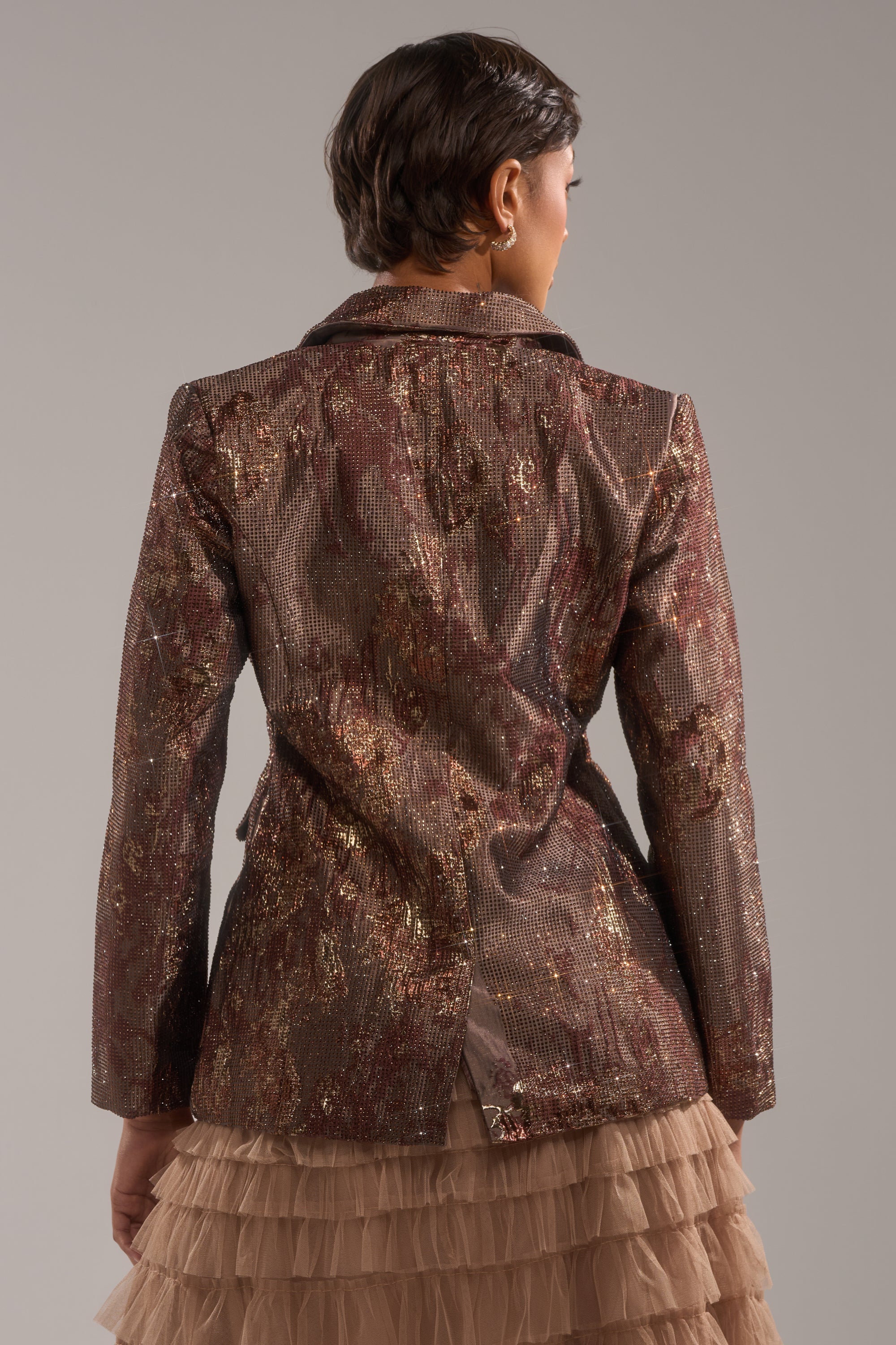 CELESTE EMBELLISHED BROCADE BLAZER