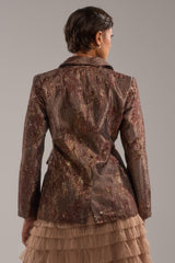 CELESTE EMBELLISHED BROCADE BLAZER