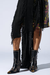 AZALEA WANG TORRIN BLACK EMBELLISHED WESTERN BOOTIE