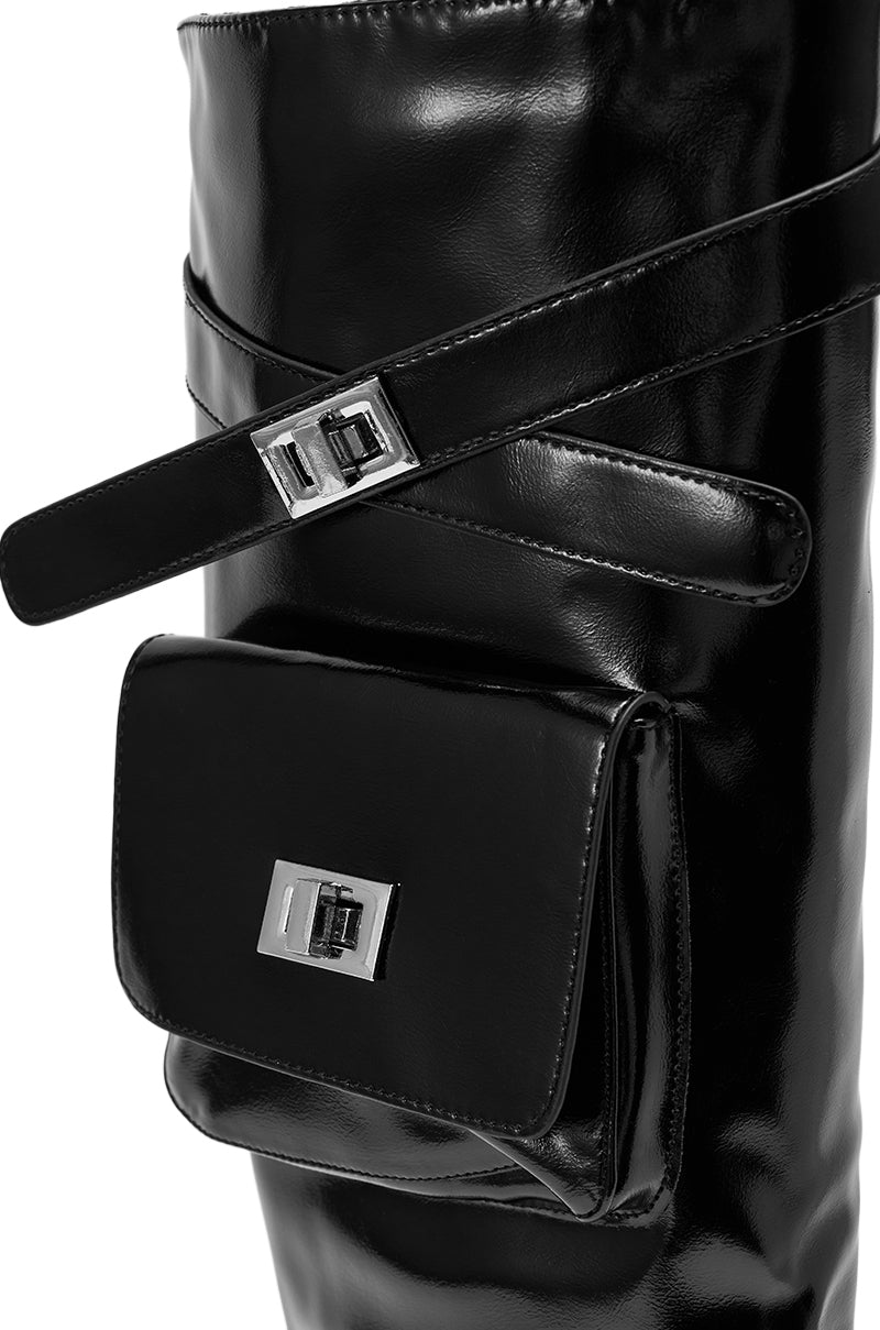 AZALEA WANG WATERS BLACK STILETTO BOOT WITH POCKETS