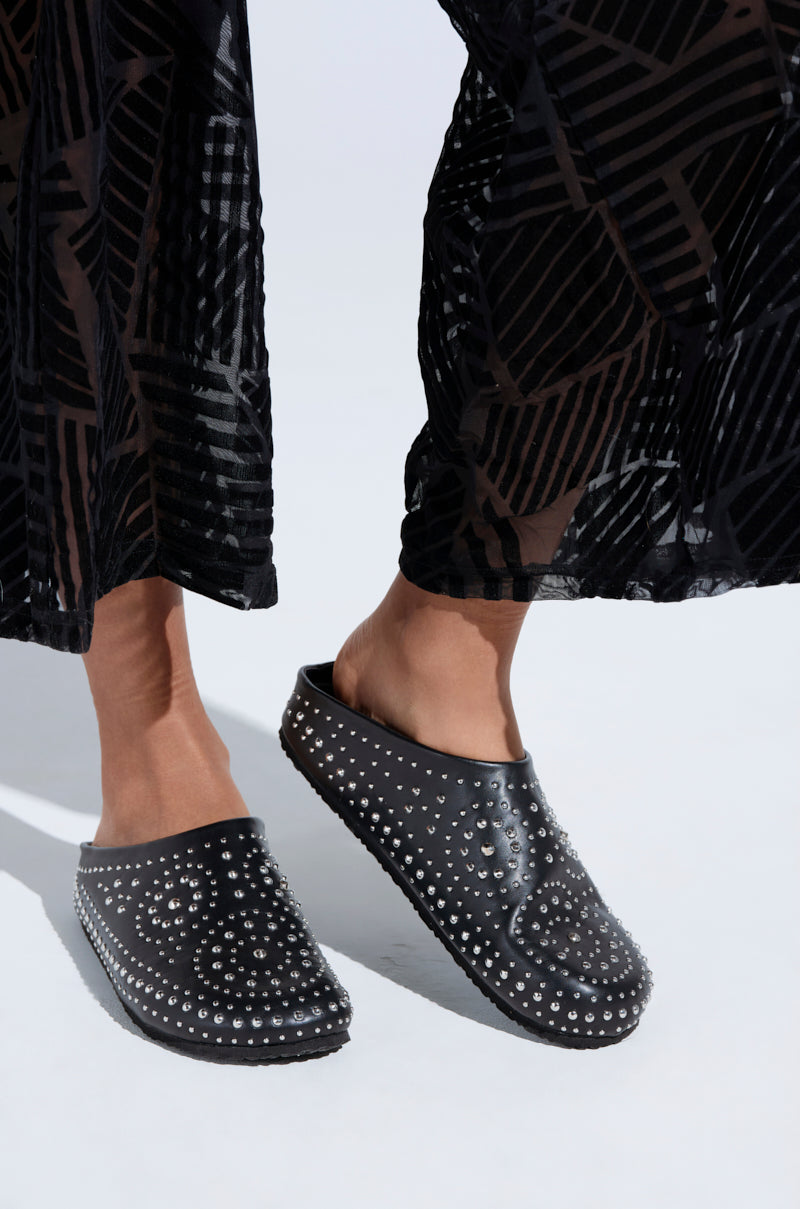 AZALEA WANG WEBSTON BLACK STUDDED MULE