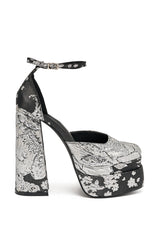 AZALEA WANG ZIPPORAH BLACK BROCADE PUMP