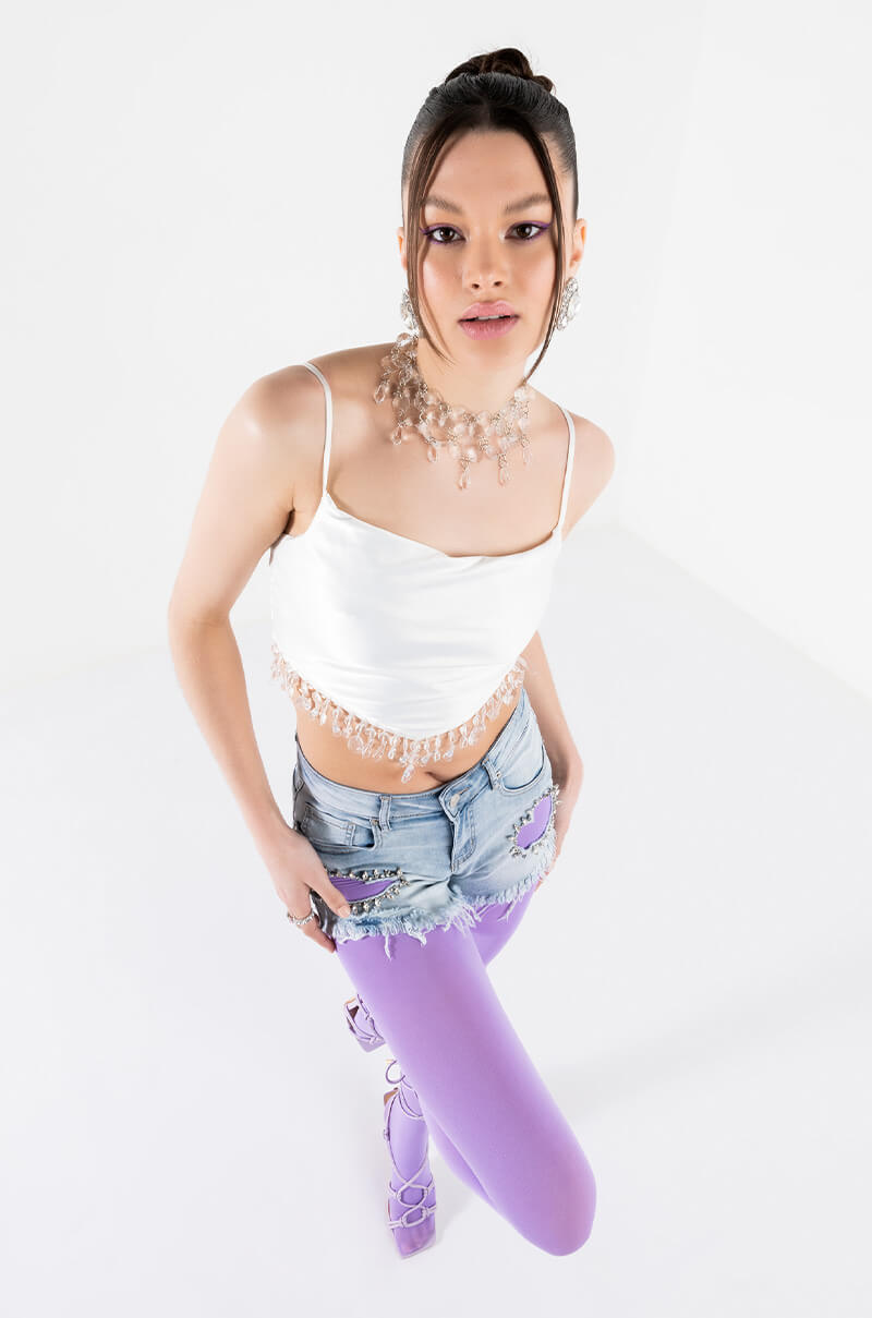ALL ABOUT HEARTS DENIM SHORTS