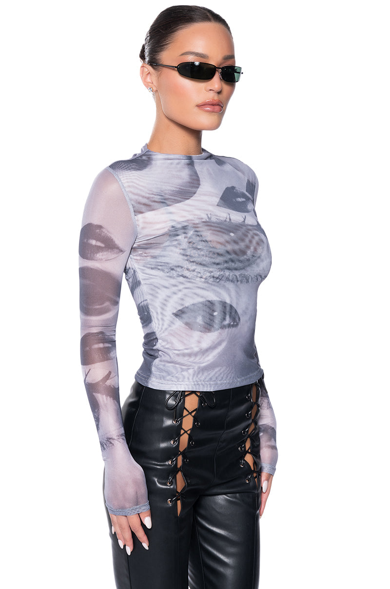 ALL EYES ON YOU MESH GLOVED SHIRT