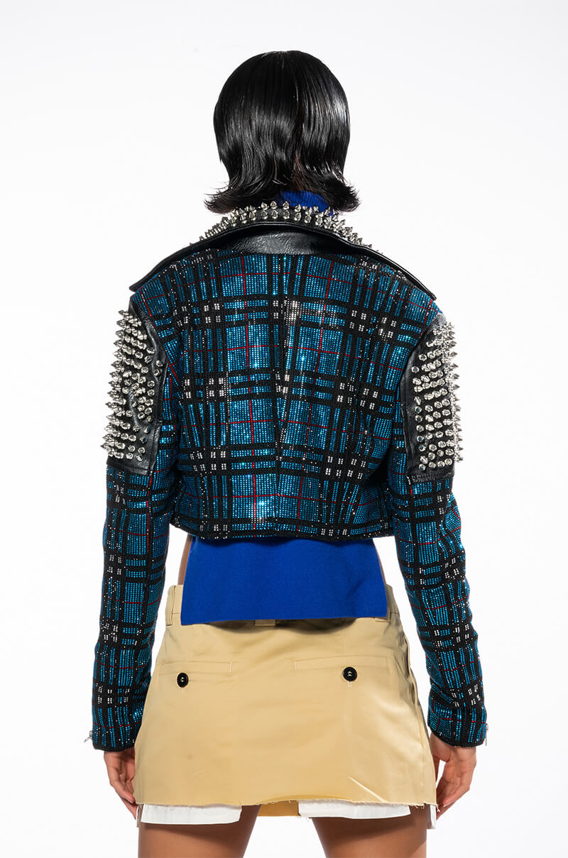 ALL MY LOVING PLAID RHINESTONE MOTO