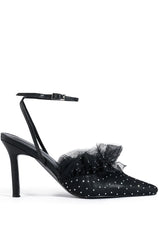 AZALEA WANG HAWAII EMBELLISHED TULLE PUMP IN BLACK