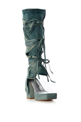 AZALEA WANG AERIAL BLUE DENIM WASHED SANDAL