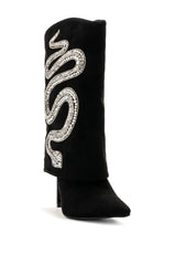 AZALEA WANG BOLD BLING SNAKE BOOTIE IN BLACK