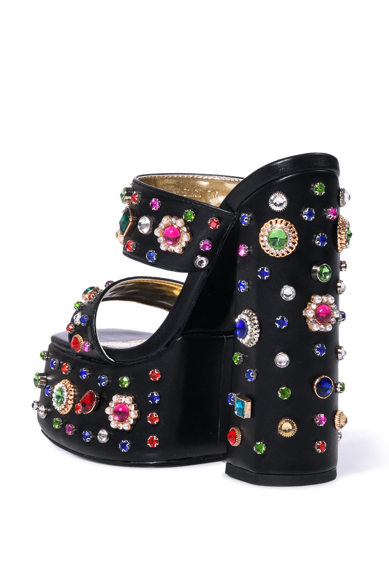AZALEA WANG BREEZE EMBELLISHED SANDAL IN BLACK