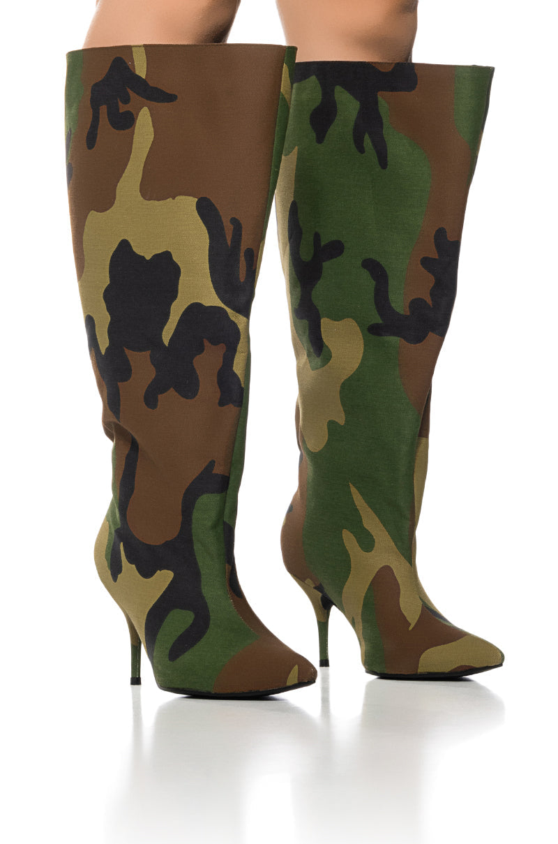 AZALEA WANG BRIGHTEN CAMO BUCKET BOOTIE IN BROWN