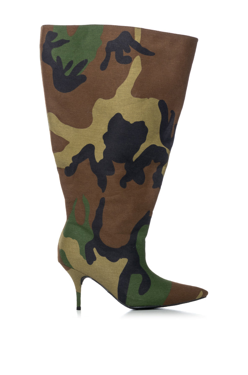AZALEA WANG BRIGHTEN CAMO BUCKET BOOTIE IN BROWN