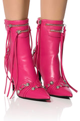 AZALEA WANG BROOKLYN PU BOOTIE IN PINK