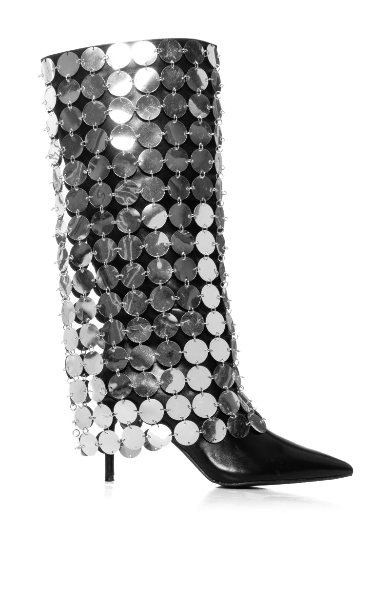 AZALEA WANG CARMMELITA SILVER METAL DISC BOOT