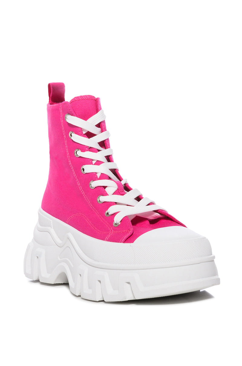 AZALEA WANG CHANEY HIGH TOP SNEAKER IN FUCHSIA