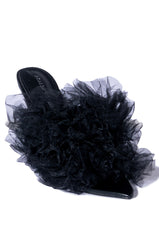 AZALEA WANG STILETTO TULLE SANDAL IN BLACK