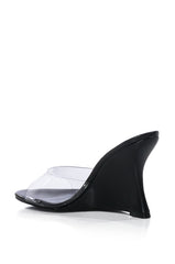AZALEA WANG CAISYN WEDGE PVC SANDAL IN BLACK