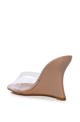 AZALEA WANG CAISYN WEDGE PVC SANDAL IN NUDE