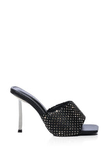 AZALEA WANG EARTHA EMBELLISHED WEB DESIGN SANDAL IN BLACK