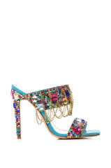 AZALEA WANG ENVIE MULTI GEMSTONE JEWEL DRAPE SANDAL