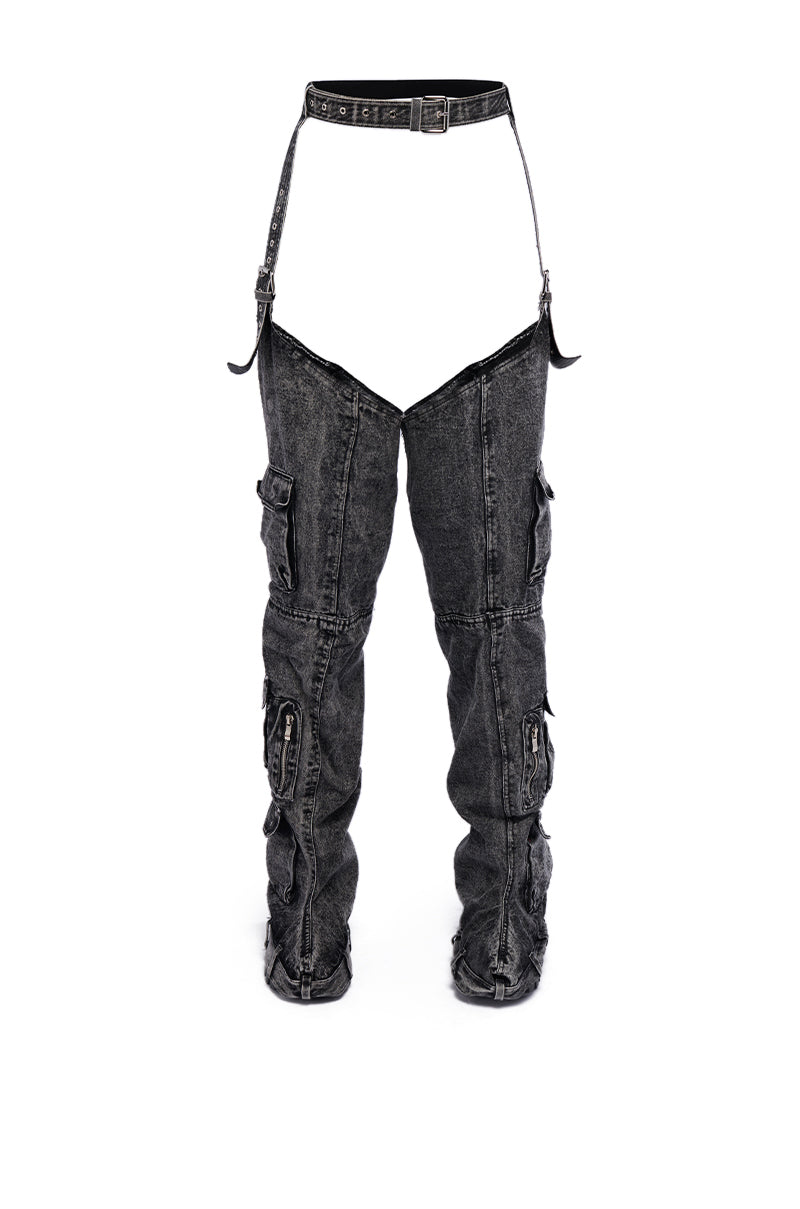 AZALEA WANG FAUSTA DENIM CHAP BOOT