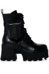 AZALEA WANG FOLLOW CHUNKY COMBAT BOOTIE IN BLACK
