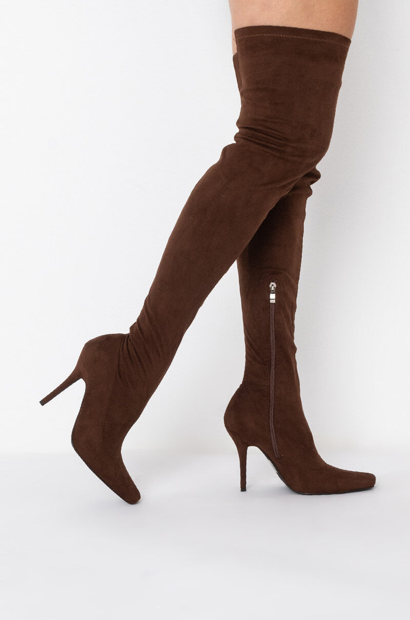 AZALEA WANG FRIDAY NIGHT STILETTO BOOT IN BROWN