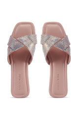 AZALEA WANG GOLDEN SEAL PINK FLAT SANDAL