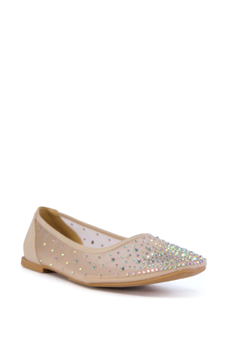 AZALEA WANG HENLEE NUDE RHINESTONE FLAT