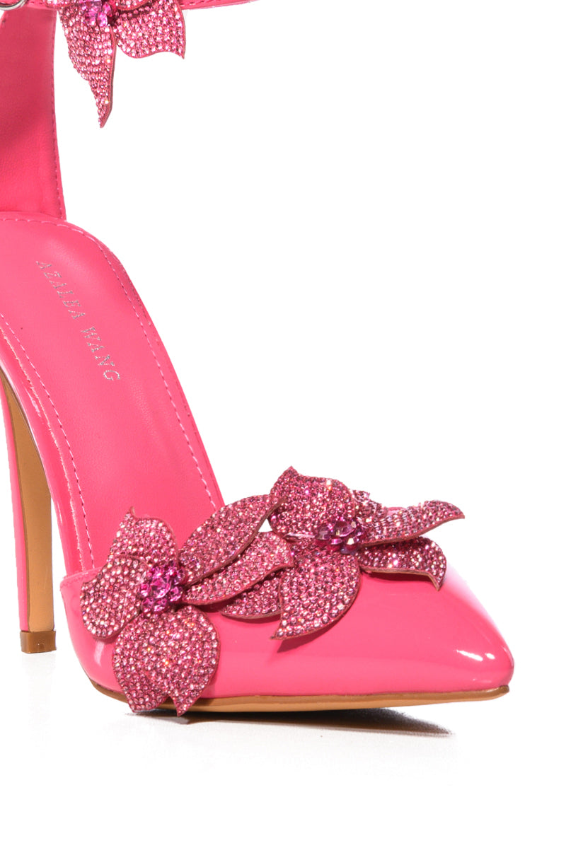 AZALEA WANG ISMEA EMBELLISHED FLOWER PUMP IN PINK