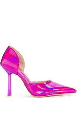 AZALEA WANG JUNO METALLIC STILETTO PUMP IN PINK