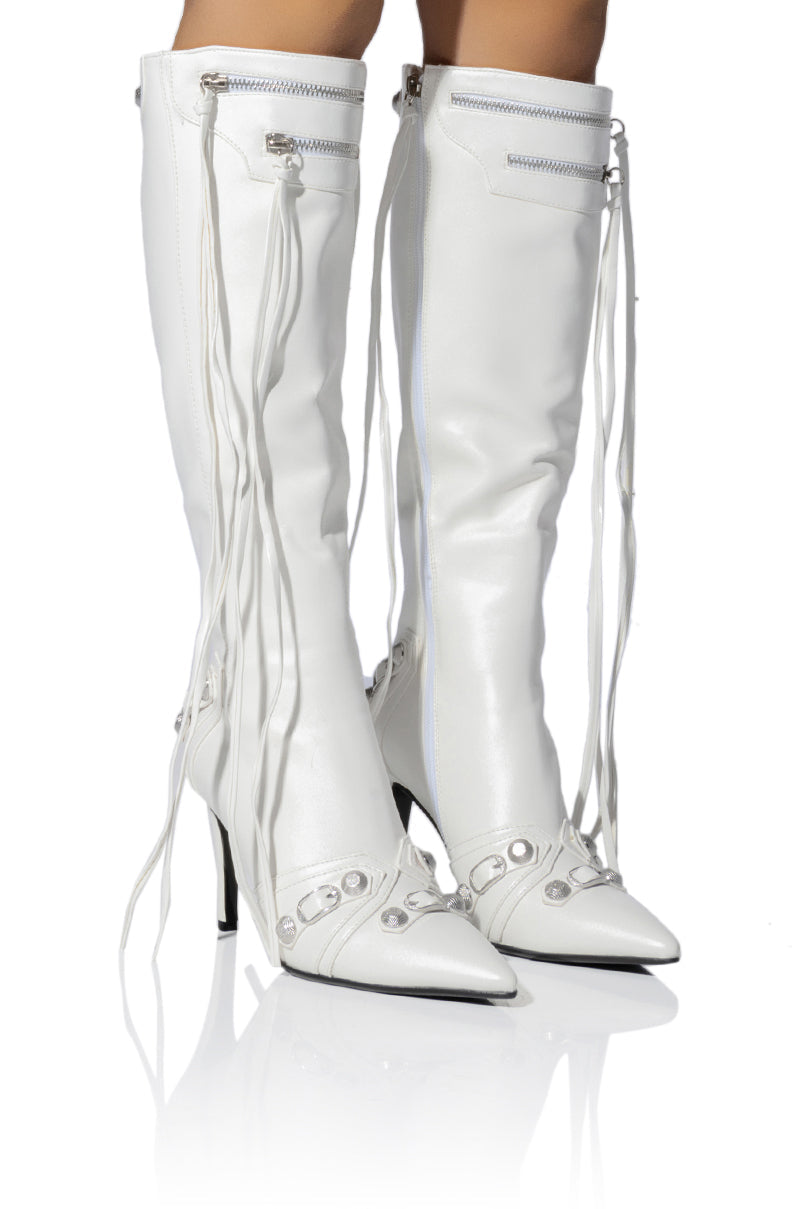 AZALEA WANG JUST FOR YOU STILETTO BOOT IN WHITE