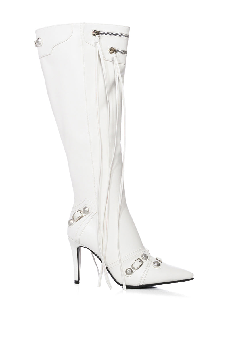 AZALEA WANG JUST FOR YOU STILETTO BOOT IN WHITE