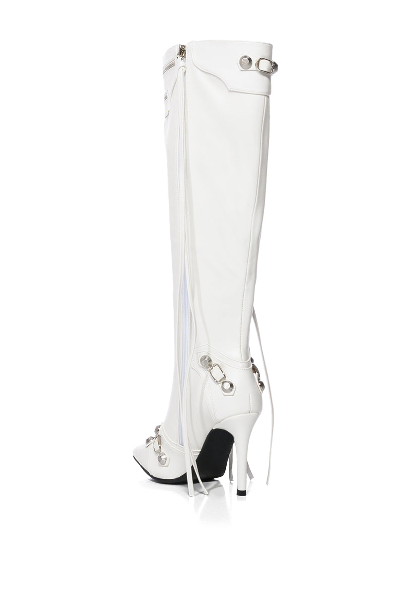AZALEA WANG JUST FOR YOU STILETTO BOOT IN WHITE