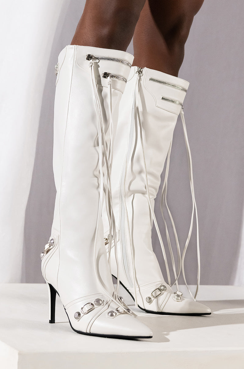 AZALEA WANG JUST FOR YOU STILETTO BOOT IN WHITE