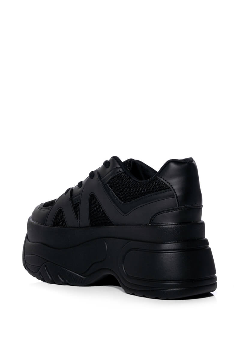 AZALEA WANG JUTTA FLATFORM SNEAKER IN BLACK