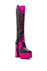 AZALEA WANG LILIANA WESTERN STYLE CHUNKY BOOT