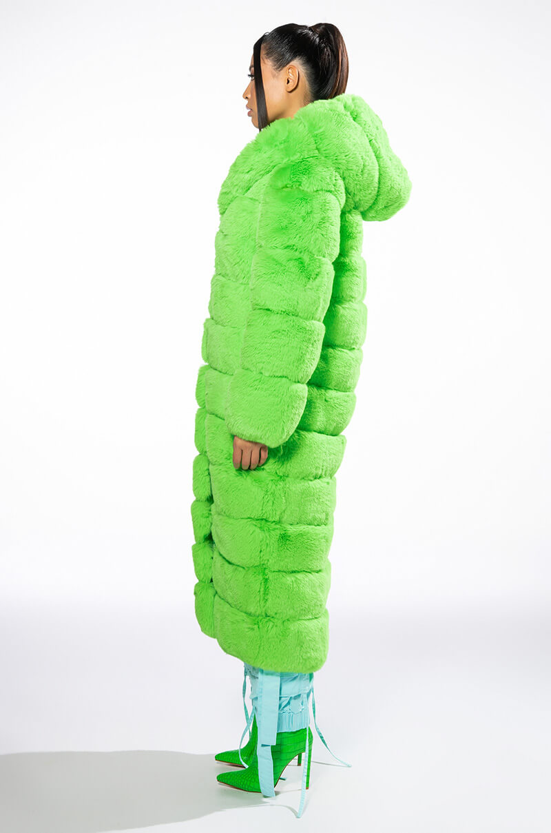 AZALEA WANG LIME CRIME FAUX FUR TRENCH