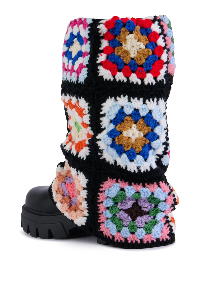 AZALEA WANG MACKENNA BLACK CROCHET BOOTIE