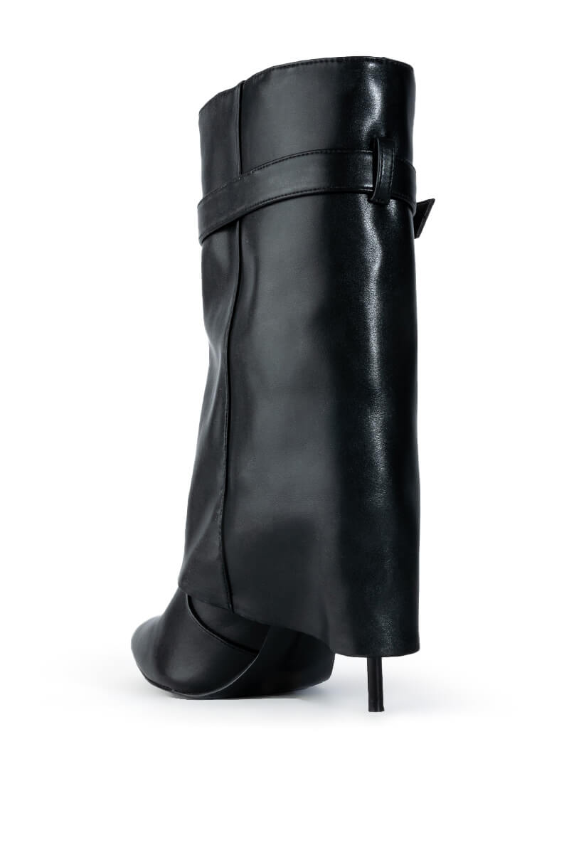 AZALEA WANG MINE FOLD OVER STILETTO BOOTIE IN BLACK