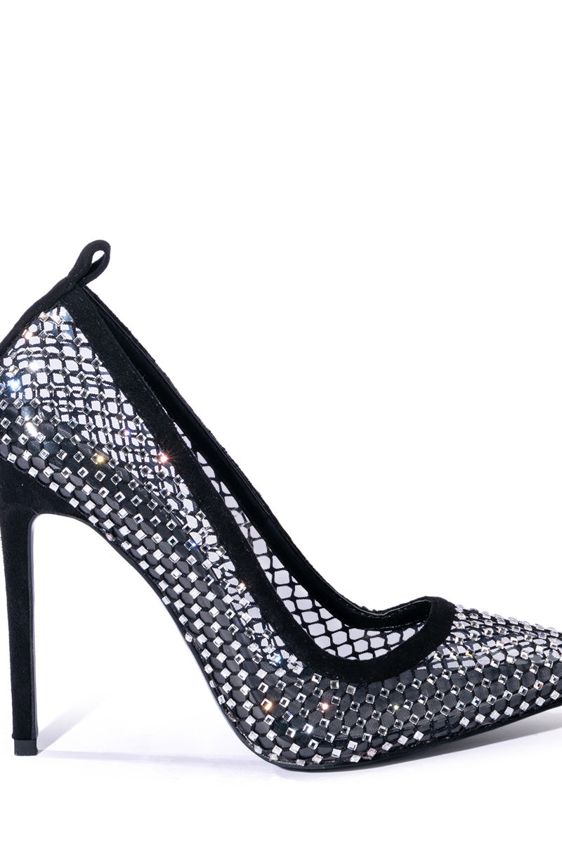 AZALEA WANG TRUDY MESH EMBELLISHED PUMP IN BLACK