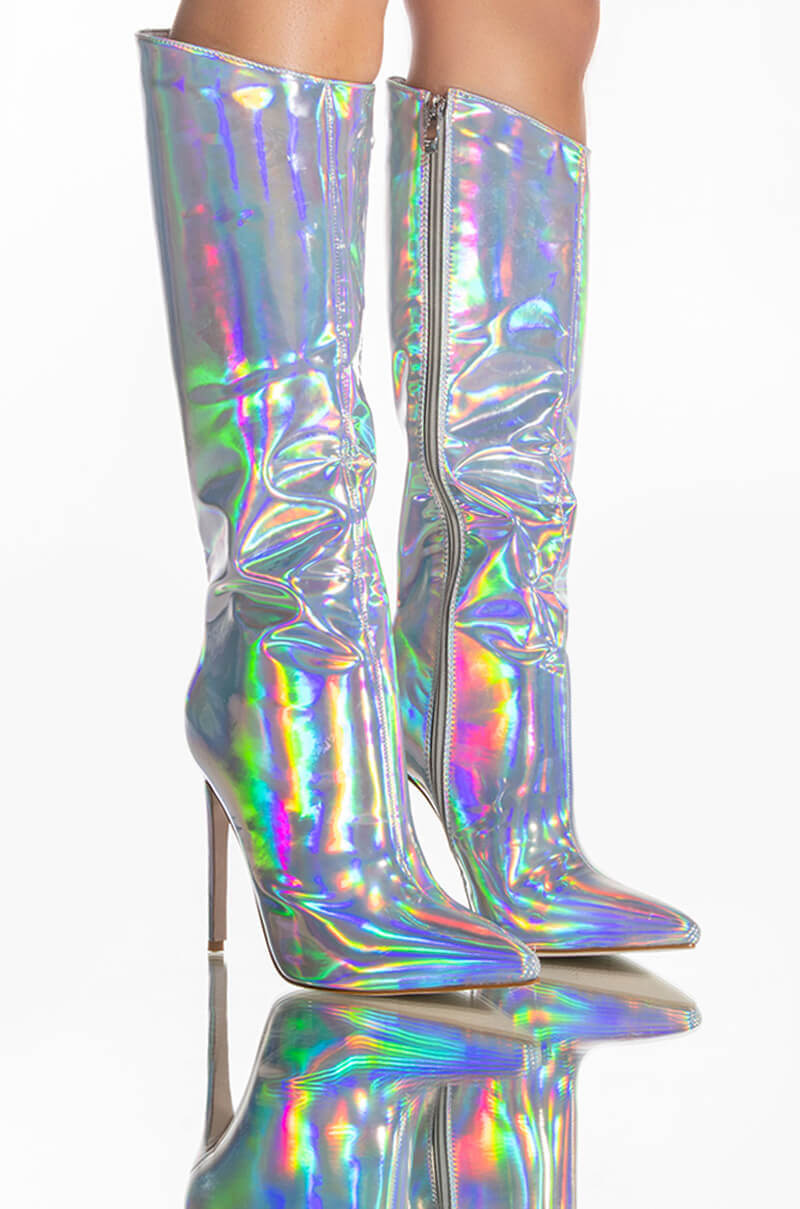 AZALEA WANG NOVA SEXY STILETTO BOOT IN SILVER