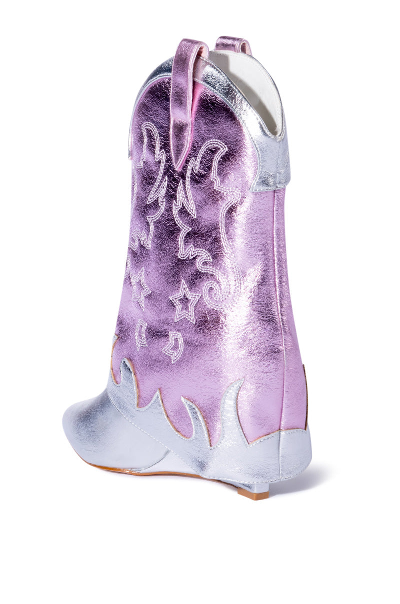 AZALEA WANG BRIA FOLD OVER BOOT IN METALLIC